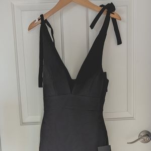 Lulu's Black Midi Dress with Tie Straps